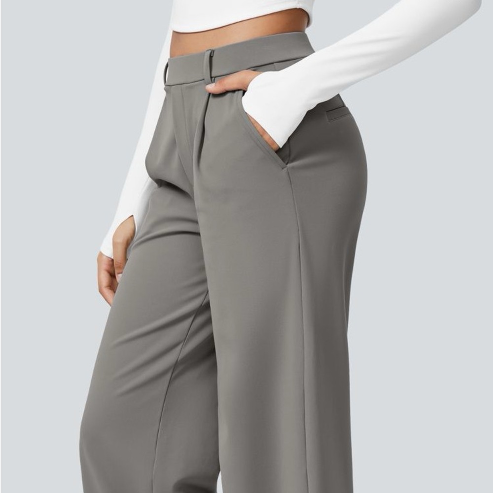 HALARA Wide-Leg High-Waist Pants in Gray - Picture 3 of 6